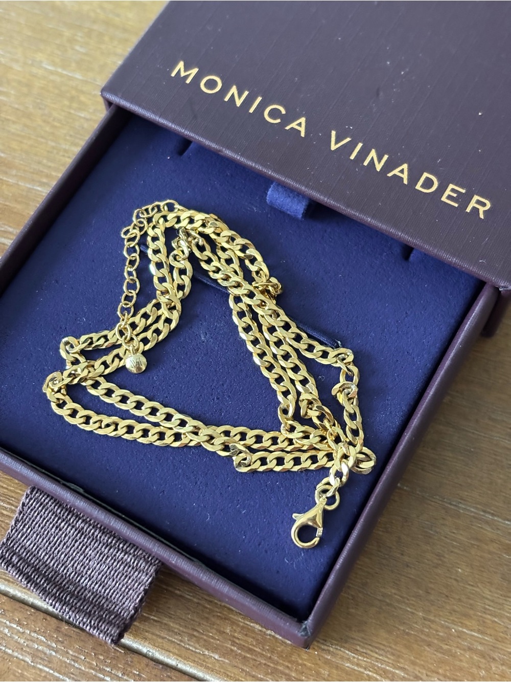 Monica Vinader Gold Flat Curb Chain Necklace - Picture 8 of 10